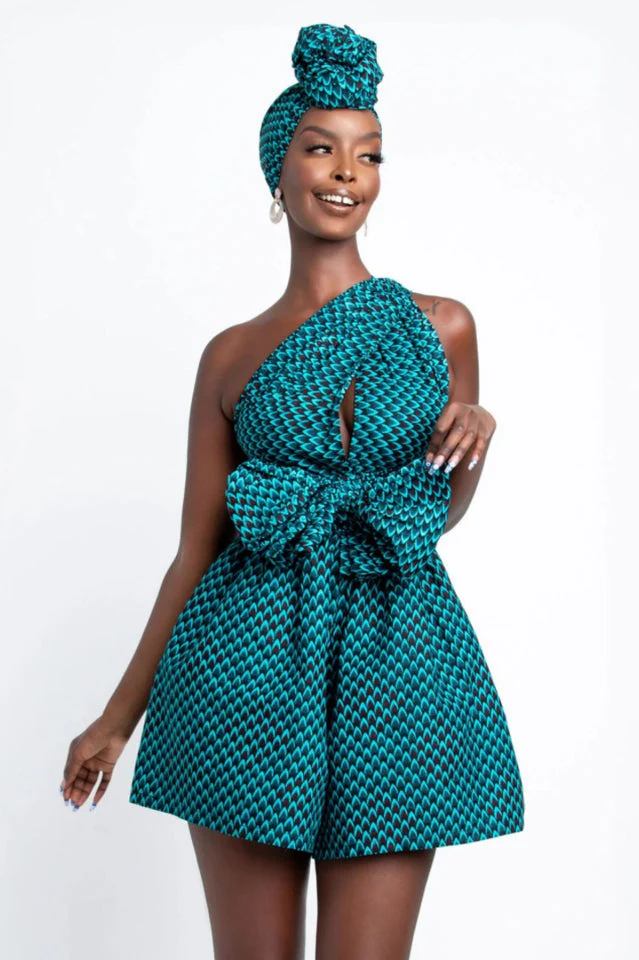 Retro Print Patchwork Romper - Image 8