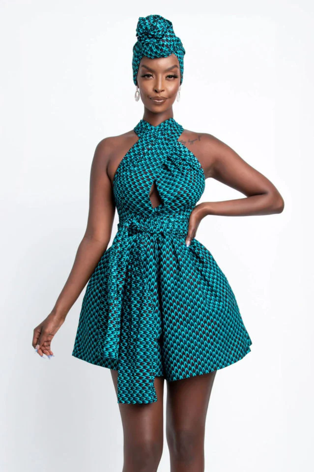 Retro Print Patchwork Romper - Image 9