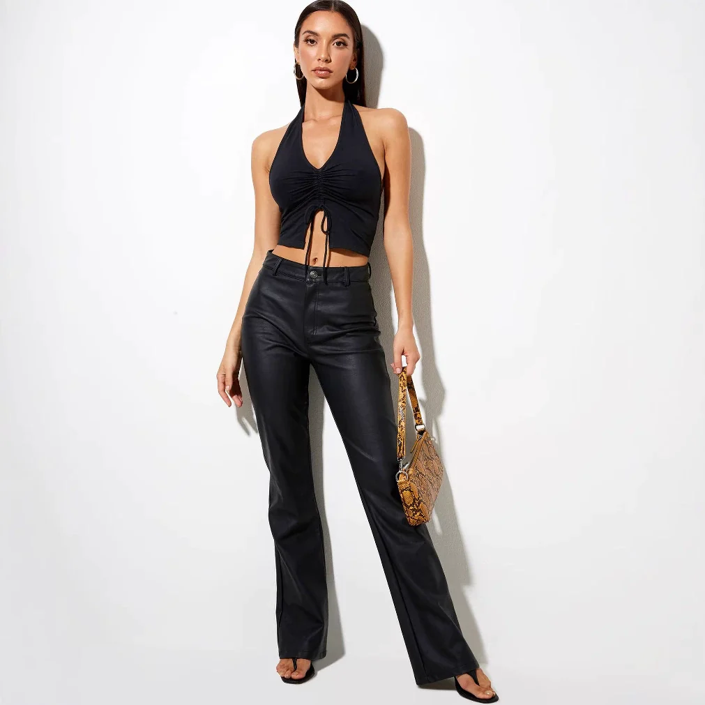 Solid Color Drawstring Backless Shoulder Strap - Image 4