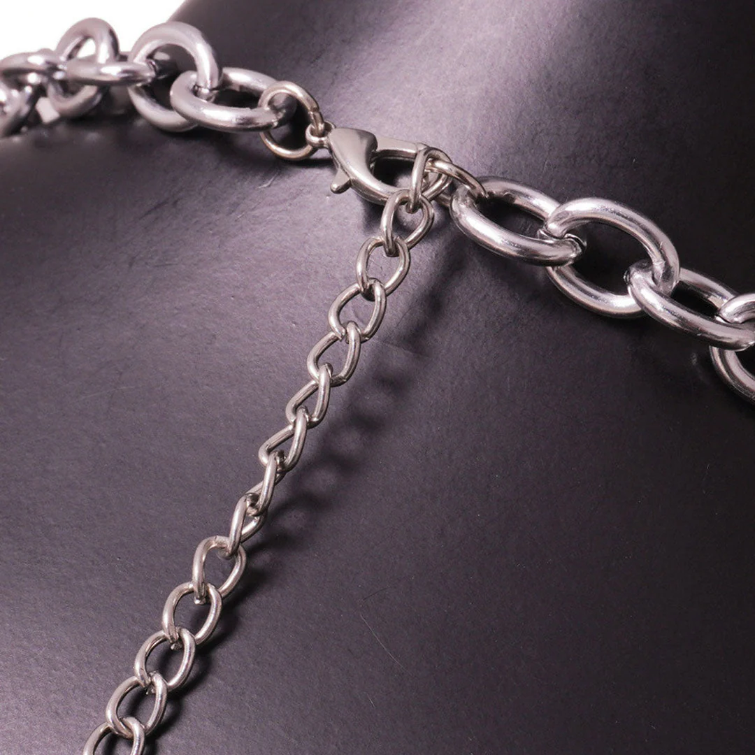 Sparkling Crystal Cowl Neck Backless Chainmail Halter Crop Top - Black - Image 4