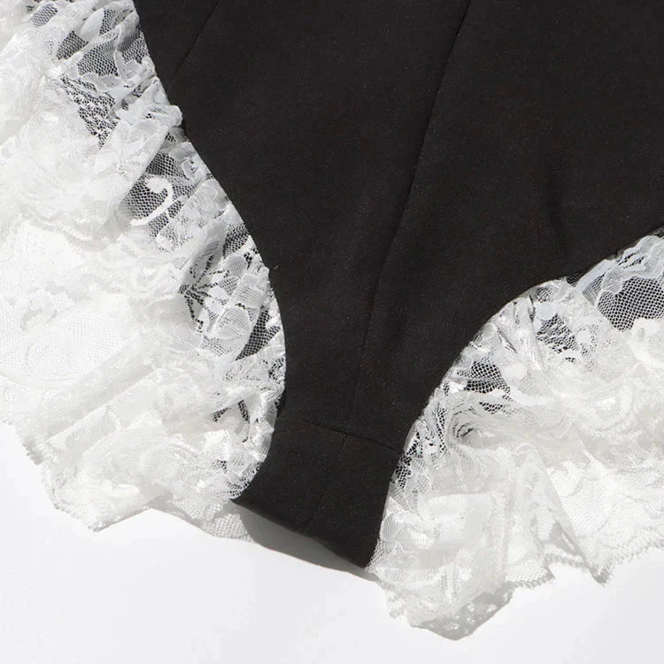 Black SPLICED JUMPSUIT Blazer with RUFFLES - Image 13