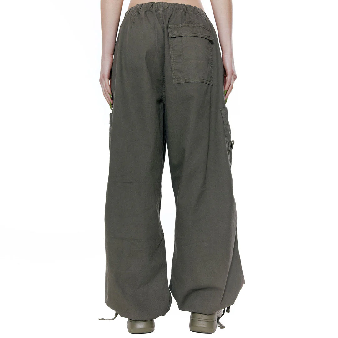 Street Style Drawstring Multi Pocket Wide Leg Baggy Cargo Pants - Army Green - Image 3