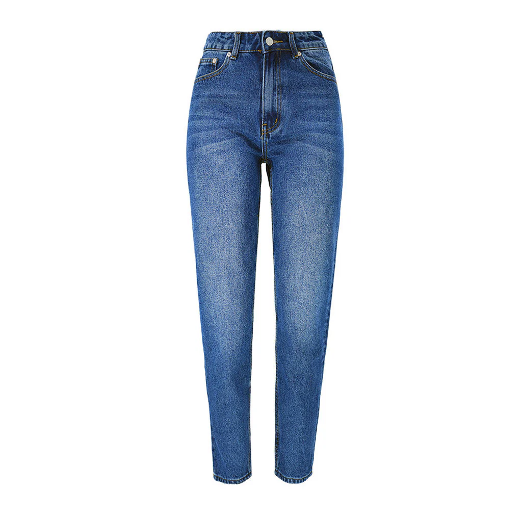 Street Style High Waist Faded Trim Skinny Leg Jeans - Blue - Image 4