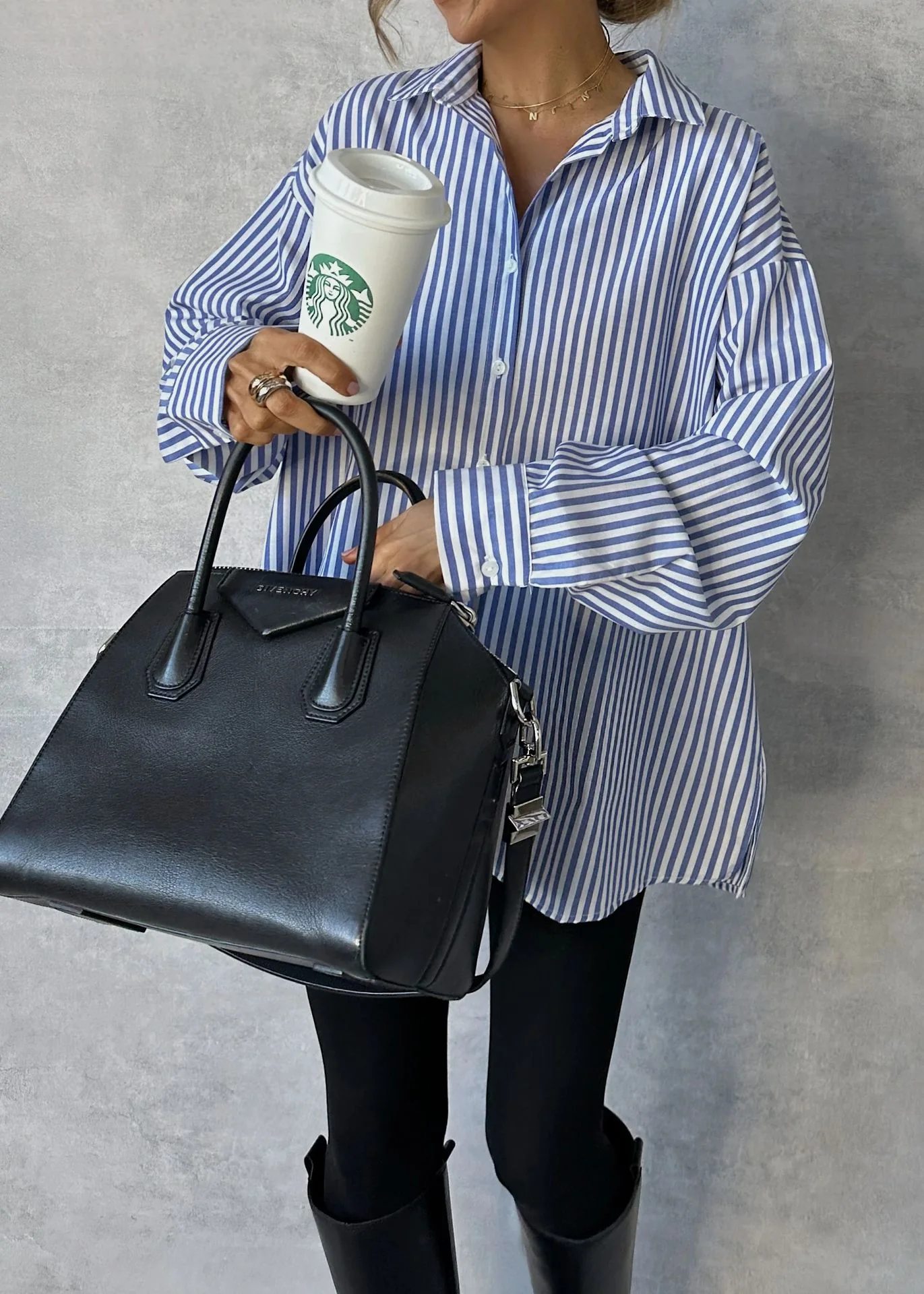 Striped print loose versatile long-sleeved shirt - Image 3
