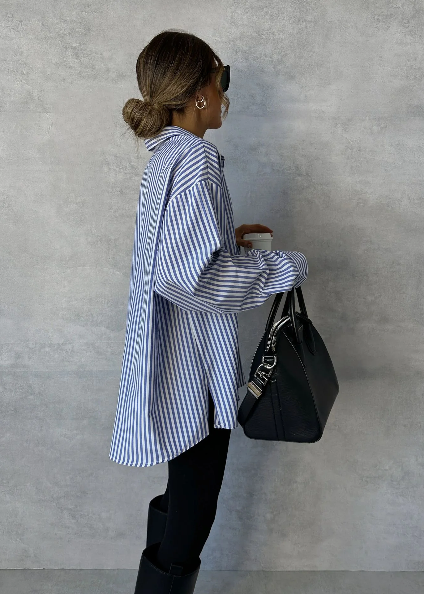 Striped print loose versatile long-sleeved shirt - Image 4