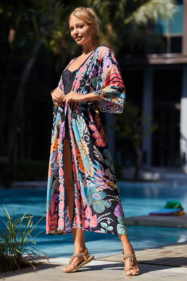 Tie Dye Belt Kimono Blouse (15 Colors) - Image 22