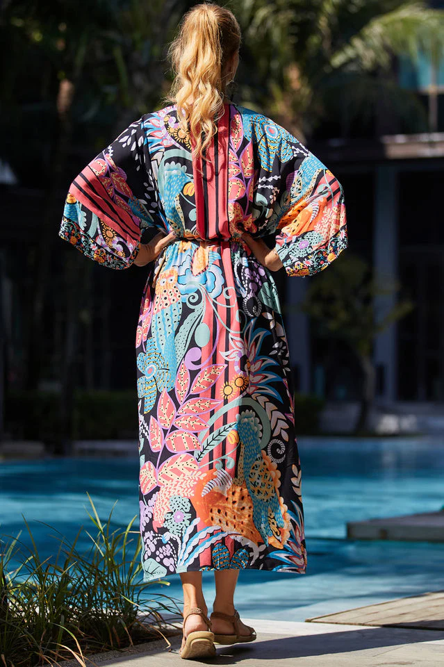 Tie Dye Belt Kimono Blouse (15 Colors) - Image 23