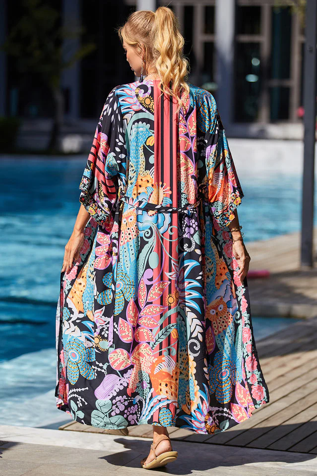 Tie Dye Belt Kimono Blouse (15 Colors) - Image 24