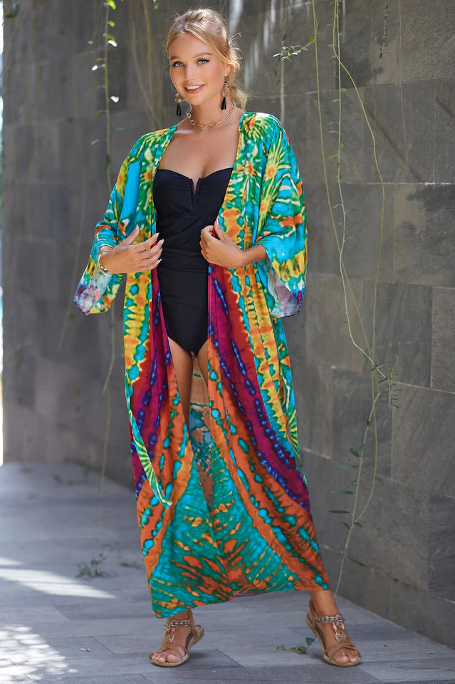 Tie Dye Belt Kimono Blouse (15 Colors) - Image 25