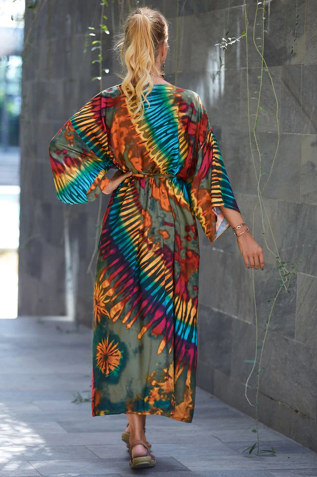 Tie Dye Belt Kimono Blouse (15 Colors) - Image 36