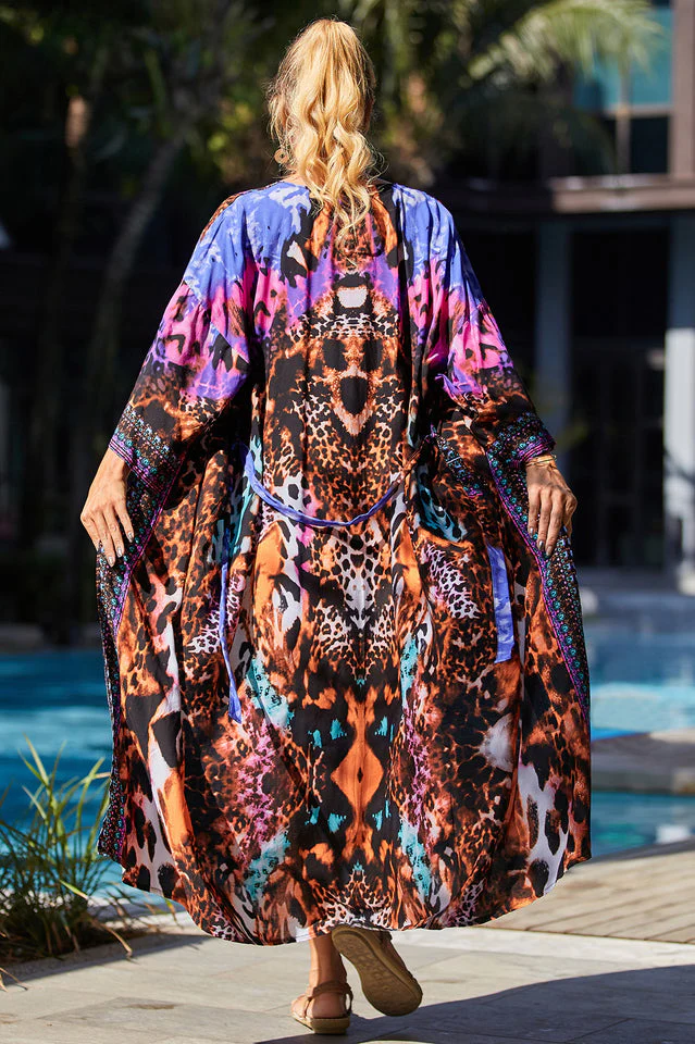 Tie Dye Belt Kimono Blouse (15 Colors) - Image 40