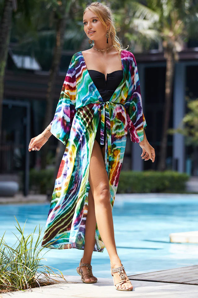 Tie Dye Belt Kimono Blouse (15 Colors) - Image 6
