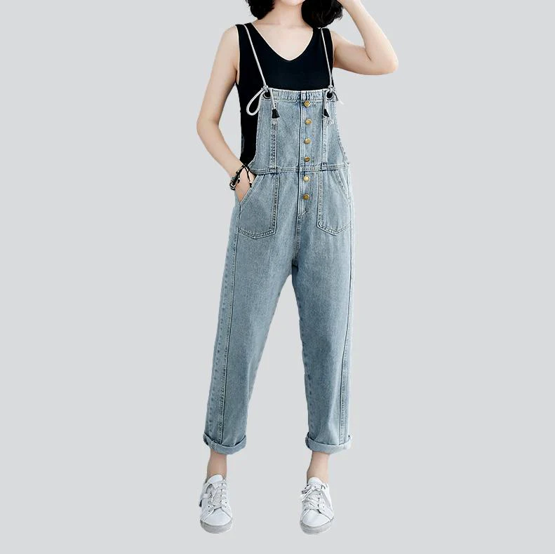 Women's denim jumpsuit with drawstrings - Image 3
