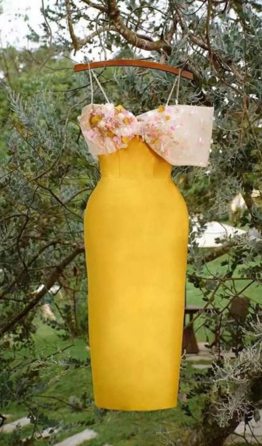 Yellow Flower ONE WORD LED Midi Dress - Image 6