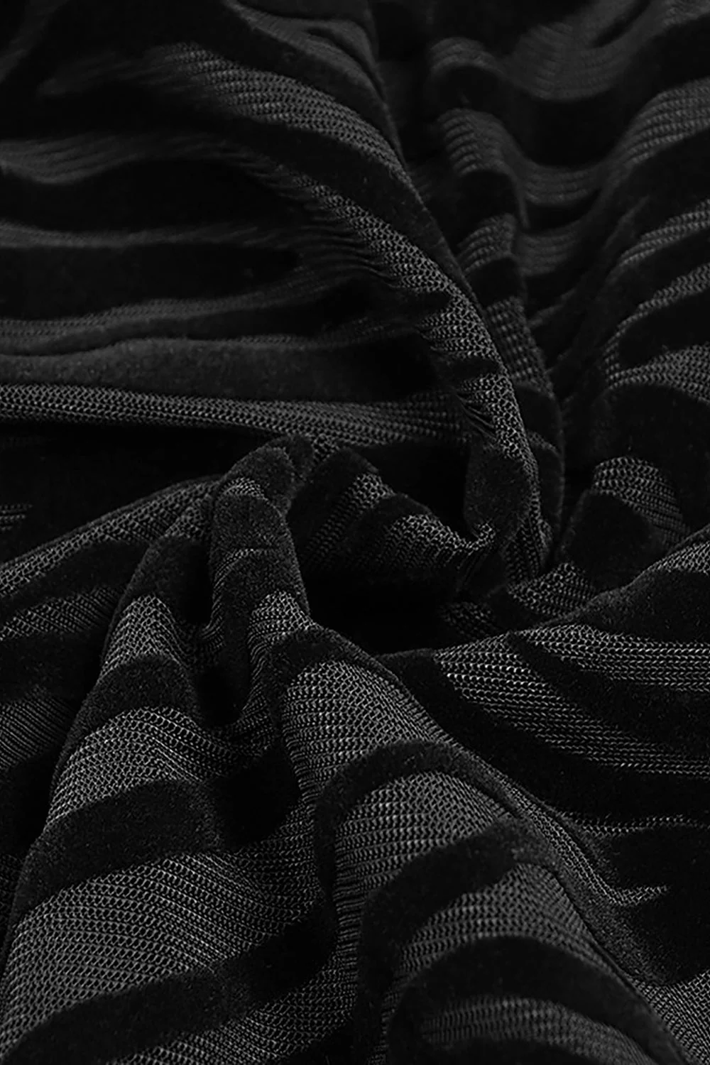 ZeBra Striped Turtle Neck Hollow Out Long Sleeves Dress - Image 6